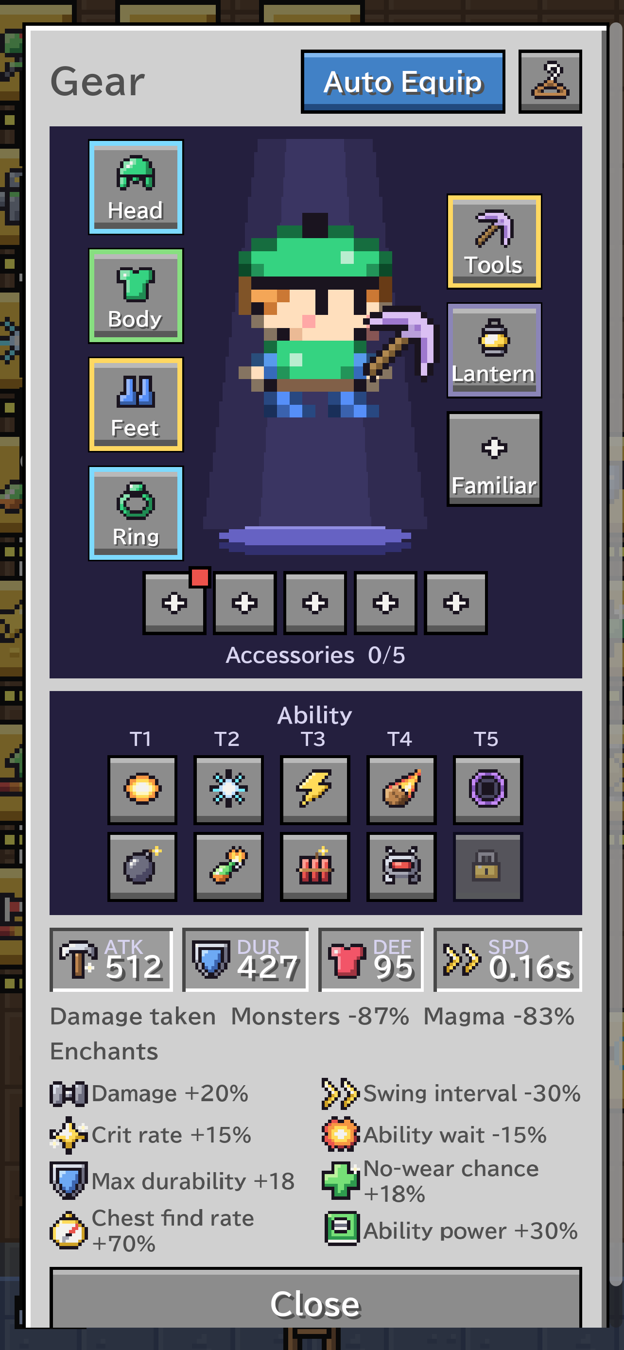 Set your gear and abilities